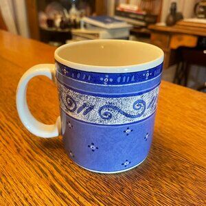 Vintage Sue Zipkin Designed Blue White "Textured" 1995 Coffee Cup Mug by Sakura